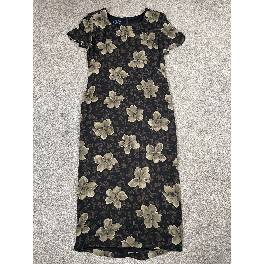 Vintage Chelsea Cambell Dress WOmens 2P Petite 100% Silk Floral Whimisgoth Fairy